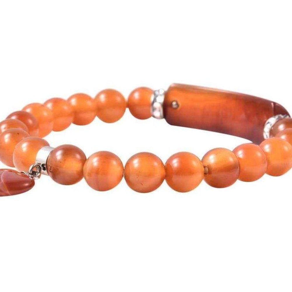 Stunning Red Agate and Austrian Crystal Stretch Bracelet